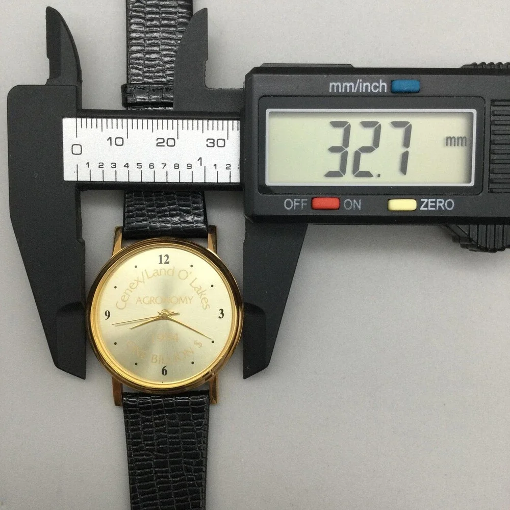Vintage Cenex Land O' Lakes Mens Watch 33mm Gold Tone Leather 1994 New Battery